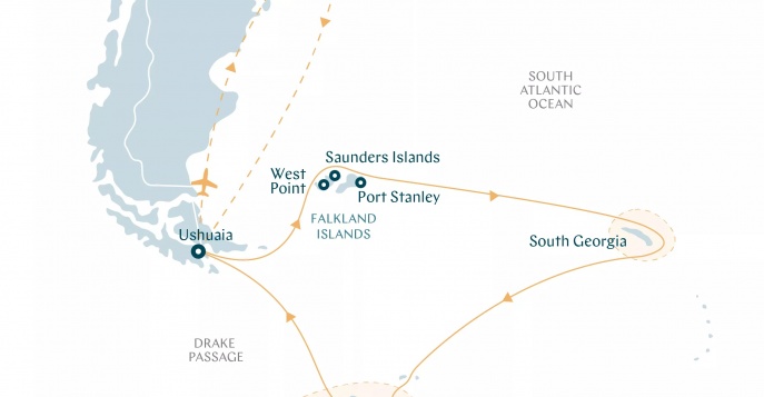 Маршрут круиза "Антарктика – По следам Шеклтона"